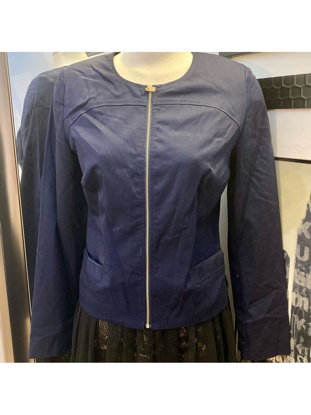 NWT ink blue cotton zip up jacket